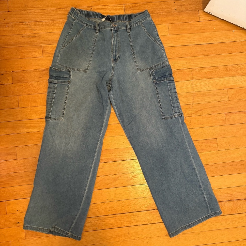 YMI High-Rise Blue Cargo Jeans